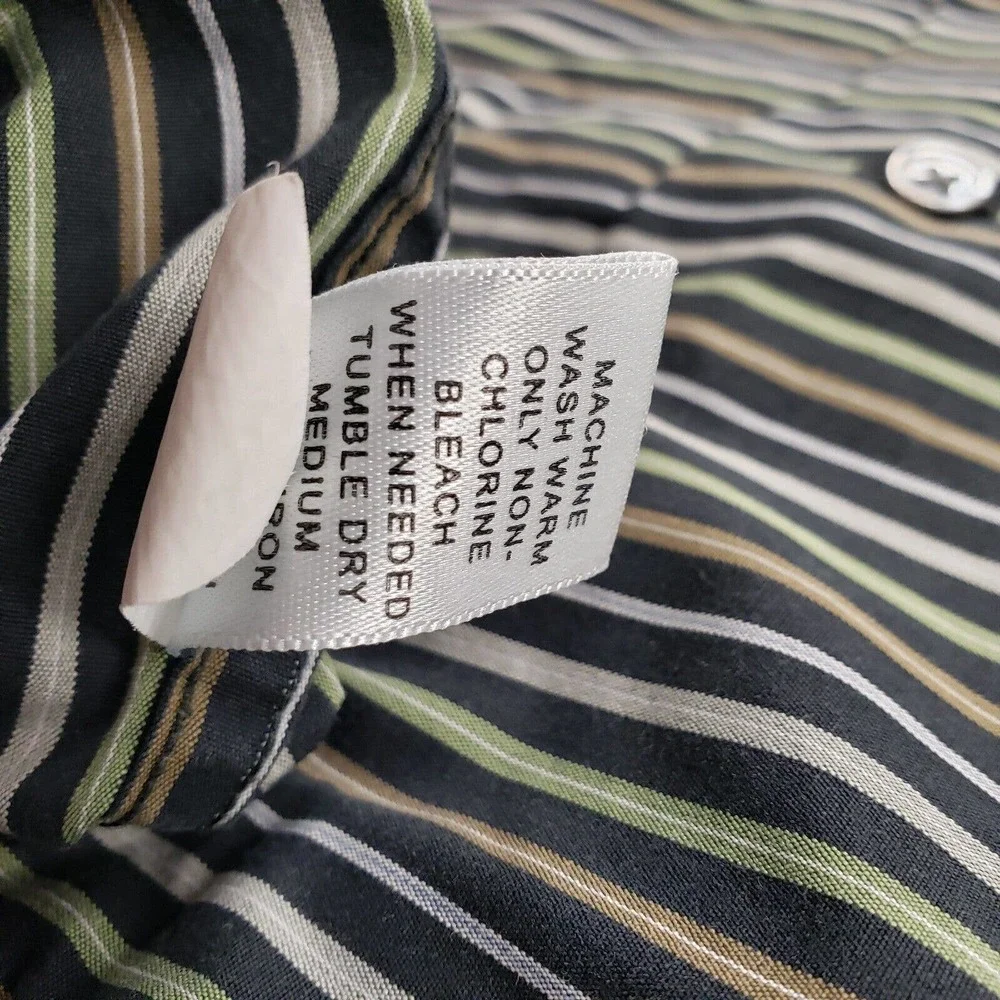 Banana Republic Shirt Mens Large 16 16.5 Black Sriped‎ Classiccore Button Up